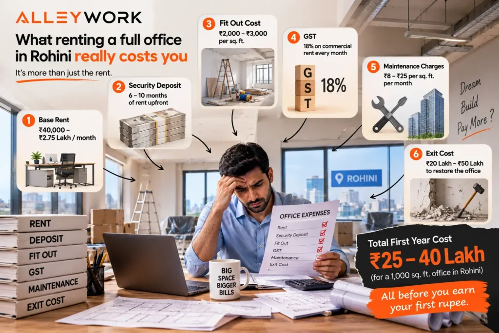 What renting a full office in Rohini really costs you